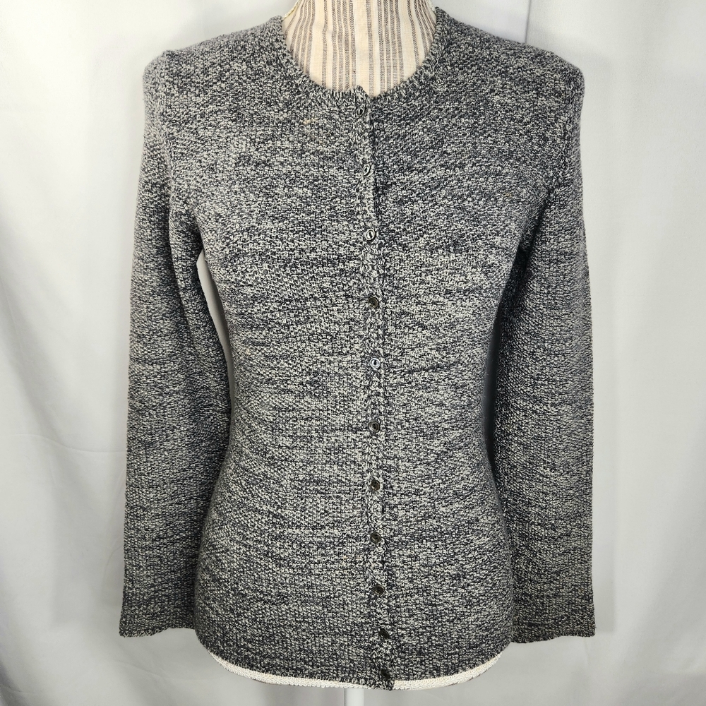 Lluis Genero Extrafine Merino Wool Grey Long Sleeve Cardigan Size Small